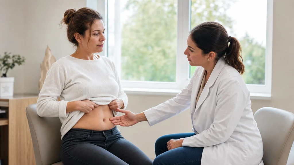Illustration éditoriale pour l’article « Abdominoplastie : comment obtenir une prise en charge »