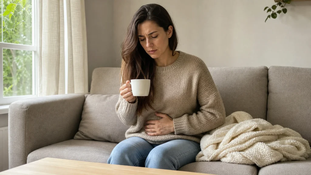 Illustration éditoriale pour l’article « Soulager la douleur à l'estomac liée au stress efficacement »