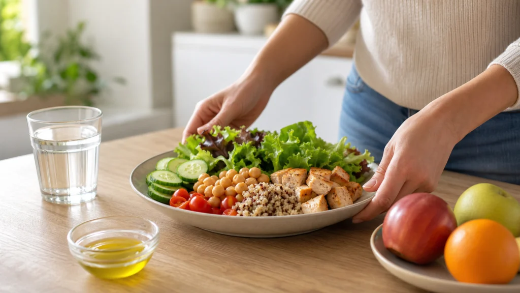 Illustration éditoriale pour l’article « Quel menu pour perdre 5 kg sainement en un mois »