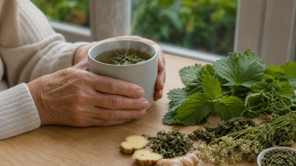 Illustration éditoriale pour l’article « Quelle tisane pour l'arthrose choisir pour vous soulager »